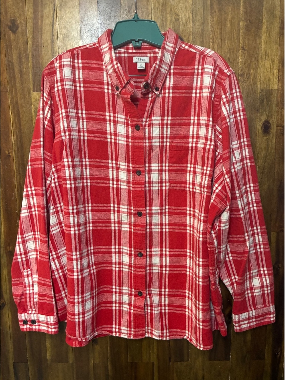 L.L.Bean Women’s 2X Red Plaid Flannel Button Down Cottagecore Shirt